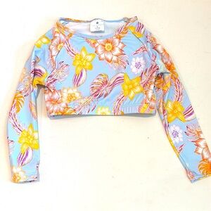 Snapper Rock Boho Tropical Crop Long Sleeve Rash Top